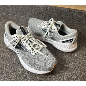 Brooks Womens 11M Adrenaline GTS 23 Running Shoe White/Black/Pelican Lace Up Low